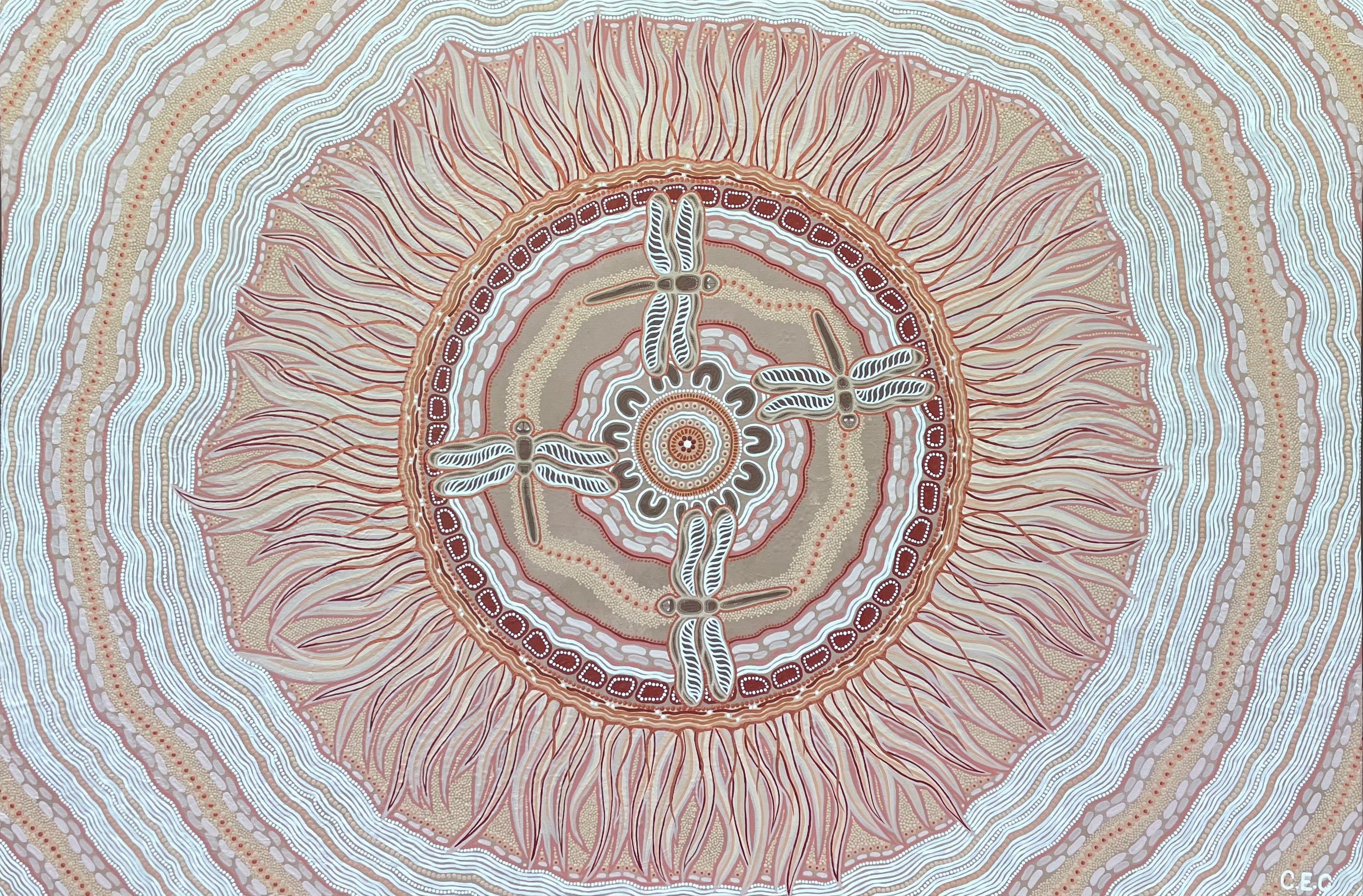 Sunrays and Dragonflies - Original Artwork